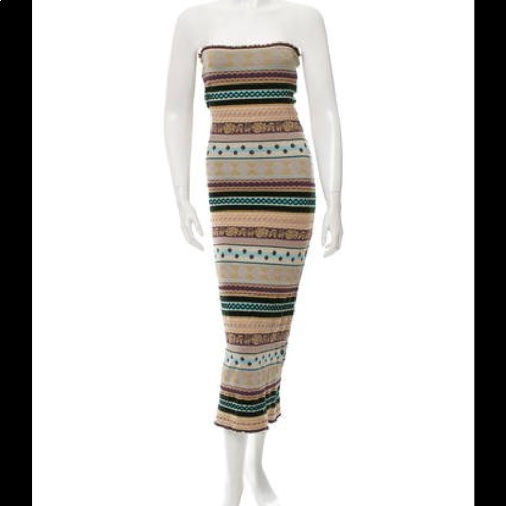 M MISSONI STRAPLESS PATTERNED DRESS